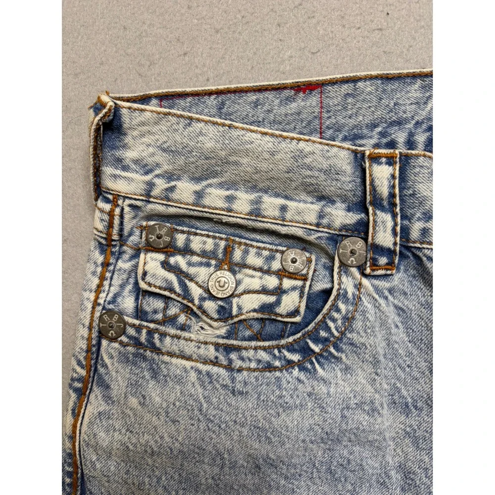 True Religion Jeans Mens 33 Blue Vinny Ultra Baggy Distressed Acid Wash Y2K